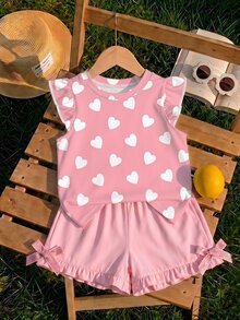 Baby Girl Casual Fashion Cute Flutter Sleeve Round Neck Top Suitable For Spring And Summer - Multicolor - View 1