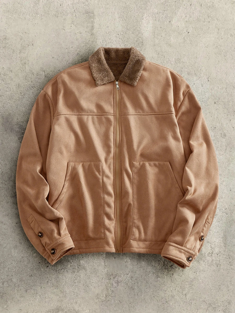 HIMLAND Men's Casual Woven Lapel Jacket Suitable For Daily Wear - Brown - View 1