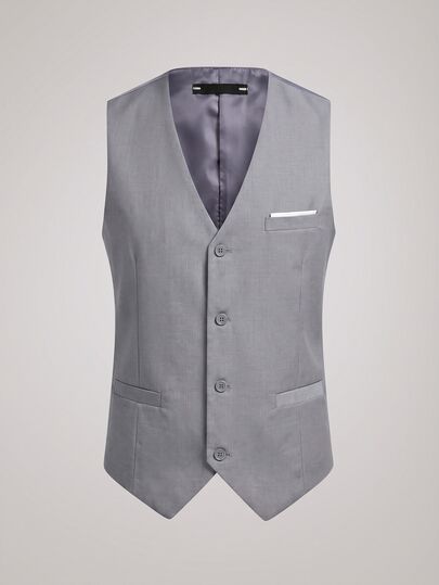 Officeau Men's Solid Color Formal Suit Vest, Large Pocket Design, Business Wedding Party Suit Set, Can Be Paired With Men's Suit