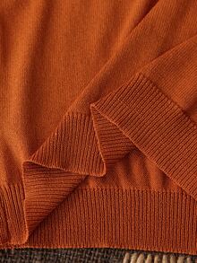 Vientiro Men's Solid Color Casual Versatile Daily Wear Knit Top - Orange - View 6