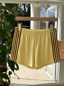 Comfortcana Women's Casual Patchwork Shorts, Versatile For Spring And Summer Daily Wear Yellow Knit Shorts Line Shorts Shorts Mini - Yellow - View 6