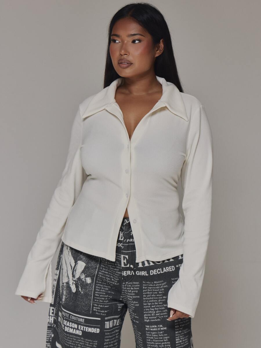 MUSERA Plus Size Blouses - Beige - View 1