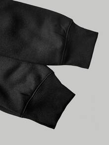SHEIN MOD 女款灰色不對稱領口 2 合 1 衛衣 秋冬款 - 黑與白 - 查看 5