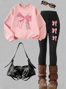 女童羊毛圆领卫衣 + 黑色牛奶丝紧身裤 - Approved Base Clothing - 彩色 - 查看 4