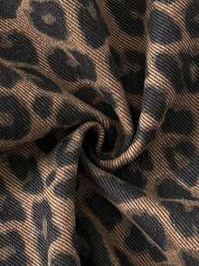 SHEIN 女童豹紋牛仔寬鬆工裝褲 - 棕色 - 查看 6