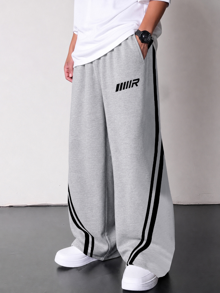 Kids Tween Boy Casual Collegiate Style Heather Grey Sweatshirt & Sweatpants Set, Suitable For Spring/Summer, Valentine's Day, Dates, Family Gatherings, Back To School, Wedding Season, Sports, Birthday Parties - Grey - View 2