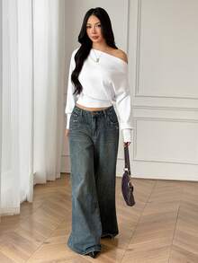 SHEIN PETITE 女款白色棉混紡休閒/工作穿搭毛衣（小碼版型） - 白色 - 查看 9