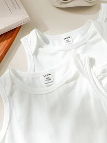 Loomiva Baby Boy 4pcs Casual Knitted Solid Tank Bodysuit Set , Suitable For Summer - Multicolor - View 5