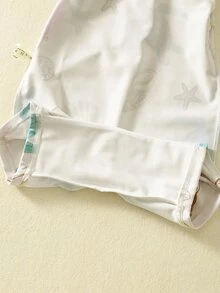 SHEIN Bubblio 男女宝宝舒适可爱海龟贝壳条纹印花长袖罩衫泳衣，适合户外、度假、游泳、温泉、海滩、冲浪、春夏季节穿着。 - 彩色 - 查看 11