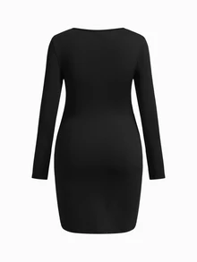 Modmama 孕婦純色長袖休閒修身哺乳洋裝 秋季 - 黑與白 - 查看 13