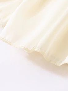 儿童清新甜美风格娃娃领蝴蝶结拼接网纱无袖A字连衣裙 夏季连衣裙 日常派对聚会节日公主裙 - 杏色 - 查看 8