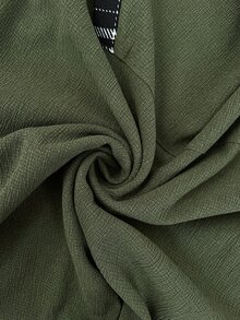 Easowa Curve 大尺碼女款拼接格紋長袖口袋上衣與長褲休閒兩件套 - 橄欖綠 - 查看 8
