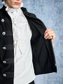 ROMWE MEN Street Life Áo vest nam phong cách sân đấu - màu đen - Xem 11
