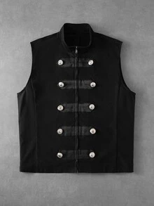 ROMWE MEN Street Life Áo vest nam phong cách sân đấu - màu đen - Xem 1