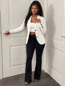 BamGleam Women's Elegant White Autumn Knitted Cardigan,Long Sleeve Striped Fried Dough Twists Button Loose Office Party Fall Clothing Tops - White - View 6