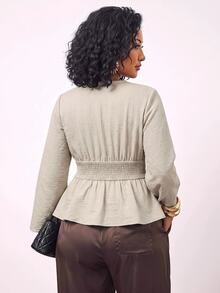Truni Plus Size Blouses Work Wear Women  Work Tops - Apricot - View 2