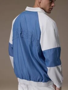 Emperor Men's Streetwear Loose Zipper Letter Embroidery Jacket Vacation Blue Summer Autumn Active - Multicolor - View 2
