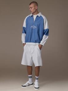 Emperor Men's Streetwear Loose Zipper Letter Embroidery Jacket Vacation Blue Summer Autumn Active - Multicolor - View 3