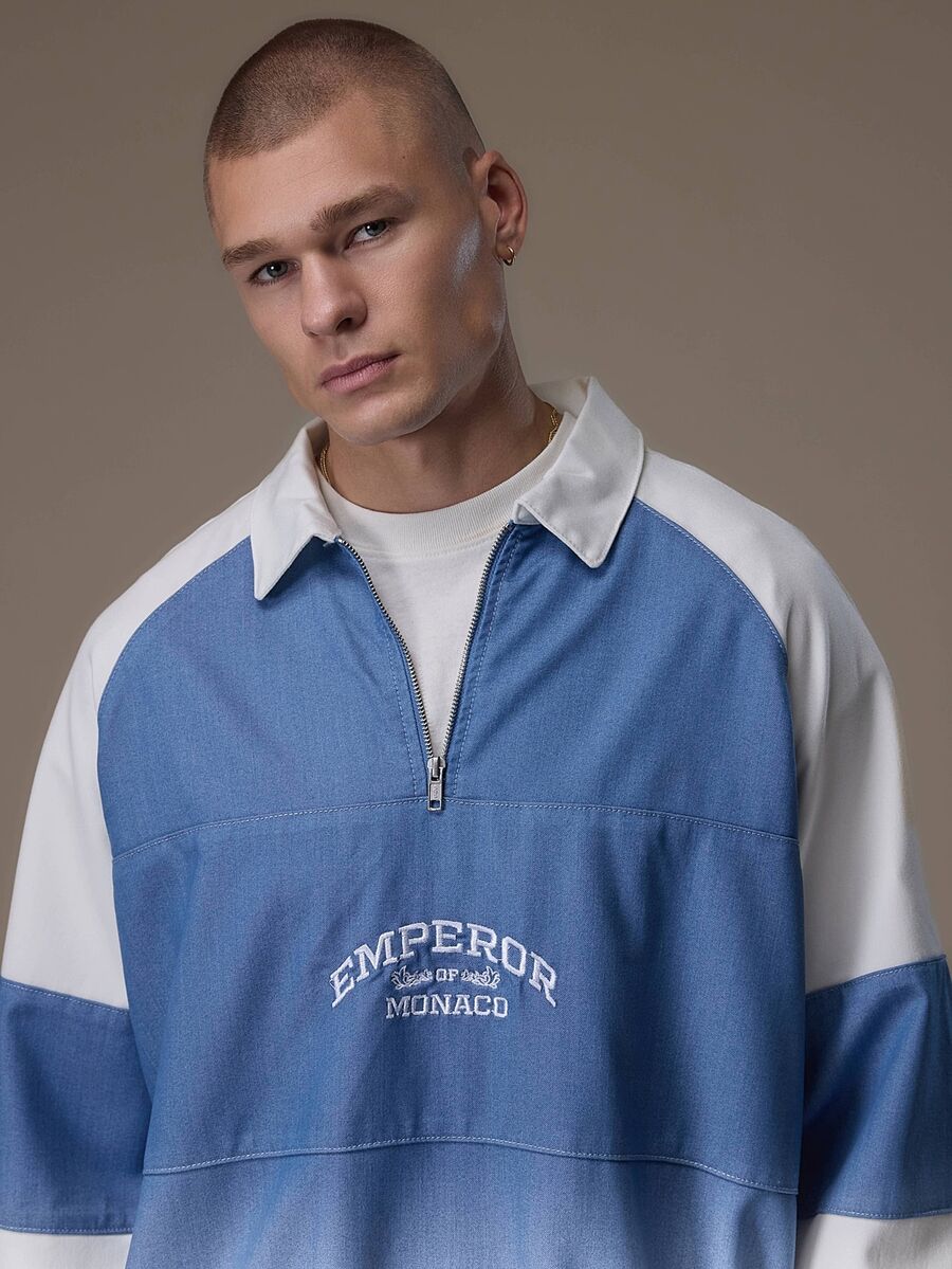 Emperor Men's Streetwear Loose Zipper Letter Embroidery Jacket Vacation Blue Summer Autumn Active - Multicolor - View 1