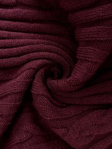 Elenzga Atasan Sweater Wanita Model A-Line Pas Badan dengan Hiasan Rumbai di Bagian Bawah, Dipadukan dengan Celana Sweater Rajut Elegan - Burgundy - View 6