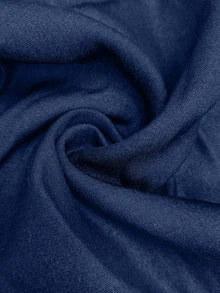 Omancia Women's Vintage Denim Effect Collared Long Sleeve Dress, Waist Drawstring Cinched Waist Mesh Patchwork Ruffle Hem Long Shirt Dress - Blue - View 11