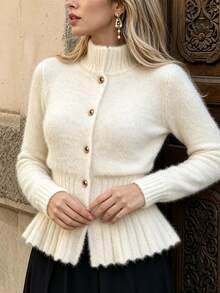 valorelle valorelle Women's Elegant Commuter Cinched Waist Cardigan - White - View 6