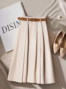 Franclia Asymmetric Design Waisted Skirt For Women - Apricot - View 4