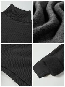 SHEIN Fiorisel New Arrival Slim Fit Turtleneck Knitted Fashion Pullover Sweater For Women, Autumn/Winter Fall - Black - View 8