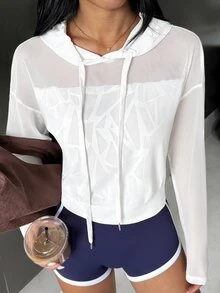Dewbera Dewbera Solid Color Hooded Breathable Sports Sweatshirt - White - View 11
