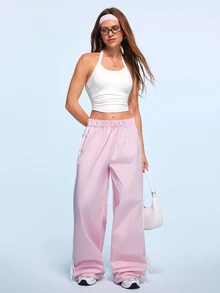 Pariaura Áo tank top thể thao dáng ngắn màu trơn hở lưng cổ yếm - trắng - Xem 11