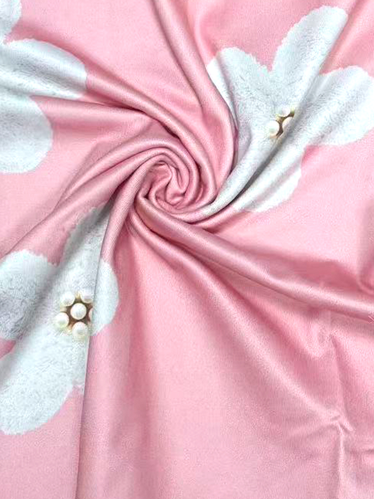 Young Girl Pink & White Floral Print T-Shirt, Pearl Flower Graphic Round Neck Short Sleeve Casual Top, Fashionable Academic Style, Suitable For Daily Wear, Vacation, Back To School, Countryside Resort - Multicolor - View 4