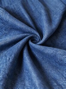 Travachic Plus Size Women's Solid Color Round Neck Sleeveless Tie Waist Ruffle Hem Denim Summer Dress Fall - Blue - View 3
