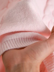 CosyJoli Plus Cable Knit Drop Shoulder Sweater - Pink - View 9