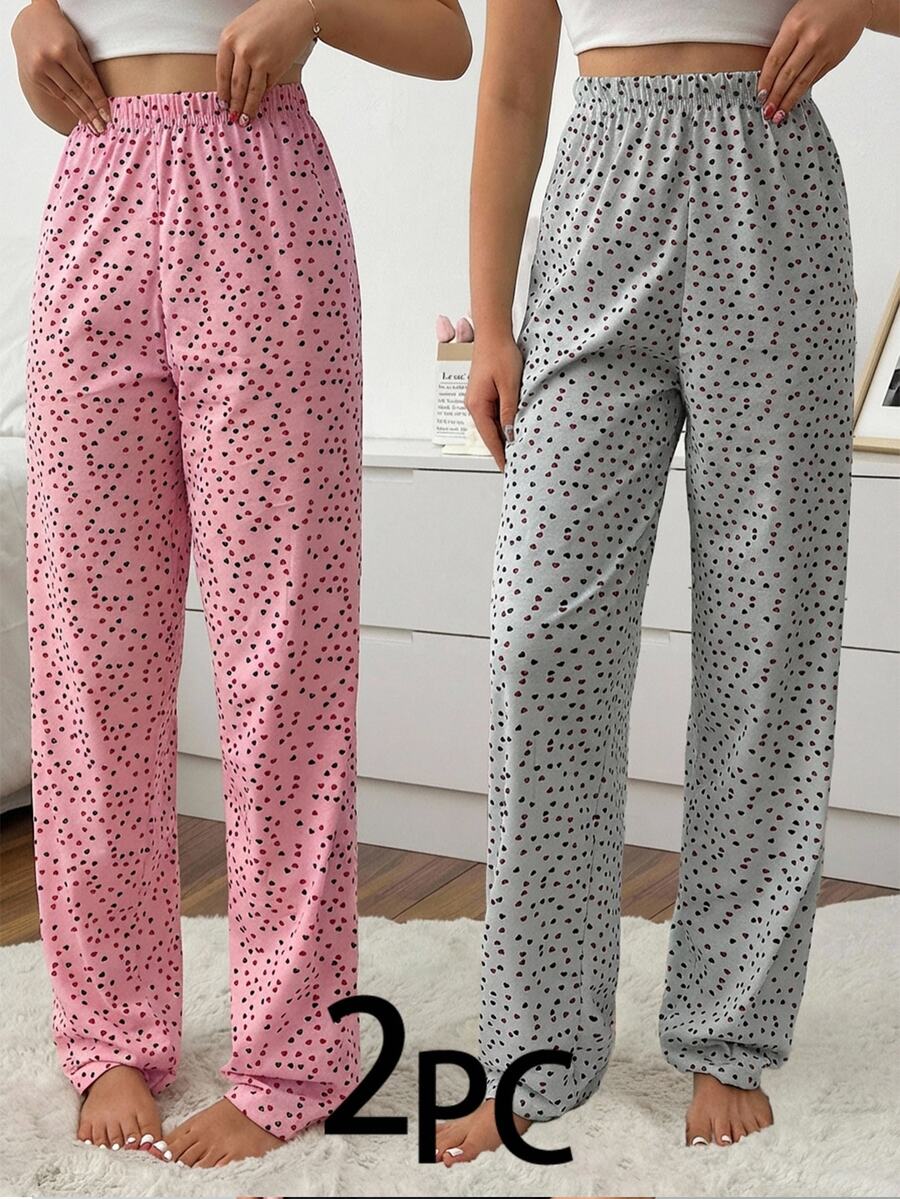 SHEIN Cottnline 2PCS Women Sleep Bottoms - Multicolor - View 1