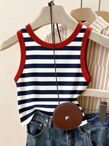 Resyla Women's Colorful Striped & Lobster Print Round Neck Tank Top - Multicolor - View 2