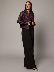 Silquee Women's Fashion Versatile Commuter Leather Jacket - Burgundy - View 10