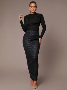 Silquee Women's Lace Sexy Versatile Date & Outing Skirt - Black - View 11