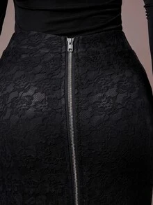 Silquee Women's Lace Sexy Versatile Date & Outing Skirt - Black - View 8