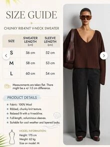 Lumivelle Chocolate Brown Deep V-Neck Relaxed Drop-Shoulder Chunky Rib Knit Sweater With Slouchy Silhouette And Soft Draped Finish - Brown - View 5