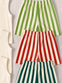 SHEIN Conjunto de 6 piezas para bebé niño, atuendo de verano con top sin mangas y pantalones cortos, estampado de limón, sandía, fresa, bebida, letras y rayas, estilo casual para escapada urbana y actividades al aire libre - Multicolor - Ver 6