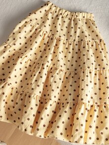 Souflis Girls Korean Style Minimalist Polka Dot Print Full Skirt, Summer Daily Wear - Multicolor - View 5