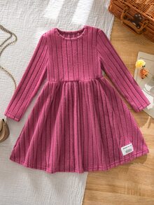 Emery Rose Kids Emery Rose Kids 女童小女孩圓領羅紋百褶休閒日常洋裝 - 彩色 - 查看 6