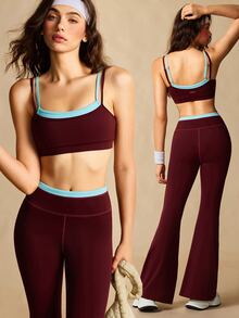VARSIVA Women's Colorblock Camisole Top And Leggings Casual Daily Sports Set - Multicolor - View 2