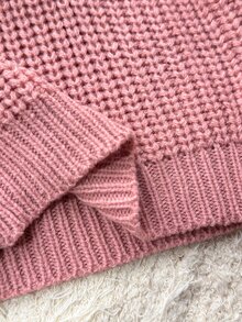 SHEIN 新生兒字母刺繡秋冬針織套裝，包含毛衣、內搭褲、蝴蝶結裝飾襪子與帽子 - 粉色 - 查看 4