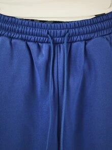 PLAYBOY X SUMWON Bunny Wide Leg Track Pants With White Contrast Piping Drawstring Waist Patch Pockets Elastic Ankle - Blue - View 6