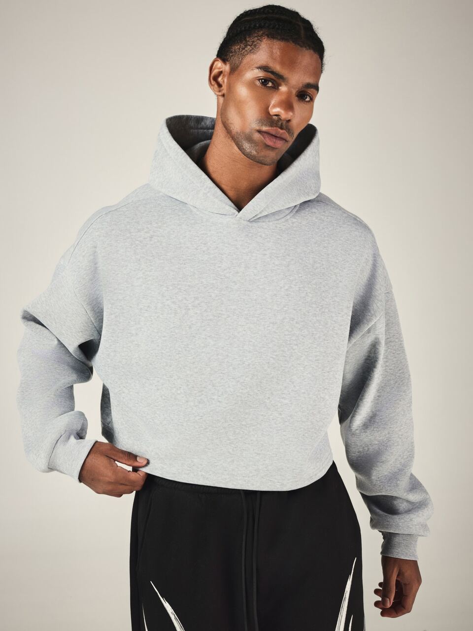 SUMWON Cropped Hoodie With Embroidered Varsity Back Print