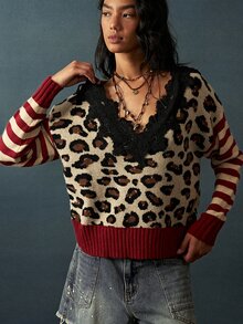 Bohemela Women's Striped Colorblock Casual Daily Knit Top - Multicolor - View 3