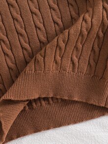 SHEIN Kids Young Girl Solid Color Knit Round Neck Patchwork Ruffle Hem Casual Sweater - Multicolor - View 8