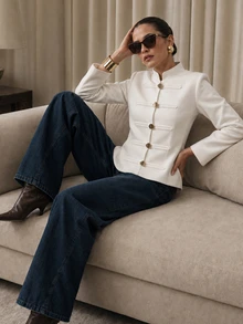 SHEIN PariChic Women's Autumn/Winter New French Romantic Commute Elegant Outing Date Wool Coat - White - View 5