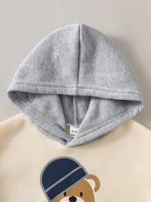 Souflis Souflis Set Sweatshirt Fleece Berkerudung Motif Beruang Lucu untuk Bayi Laki-laki - Aprikot - View 5